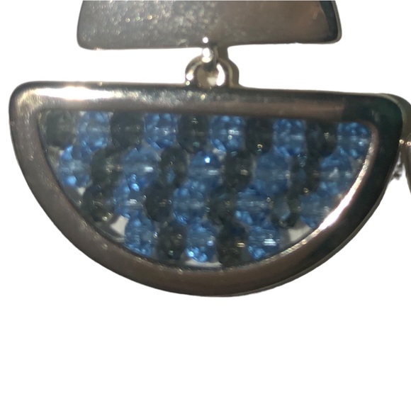 Kenneth Cole New York Earrings Pierced Silver Tone Dangle Blue Beaded Gray New - Picture 2 of 3